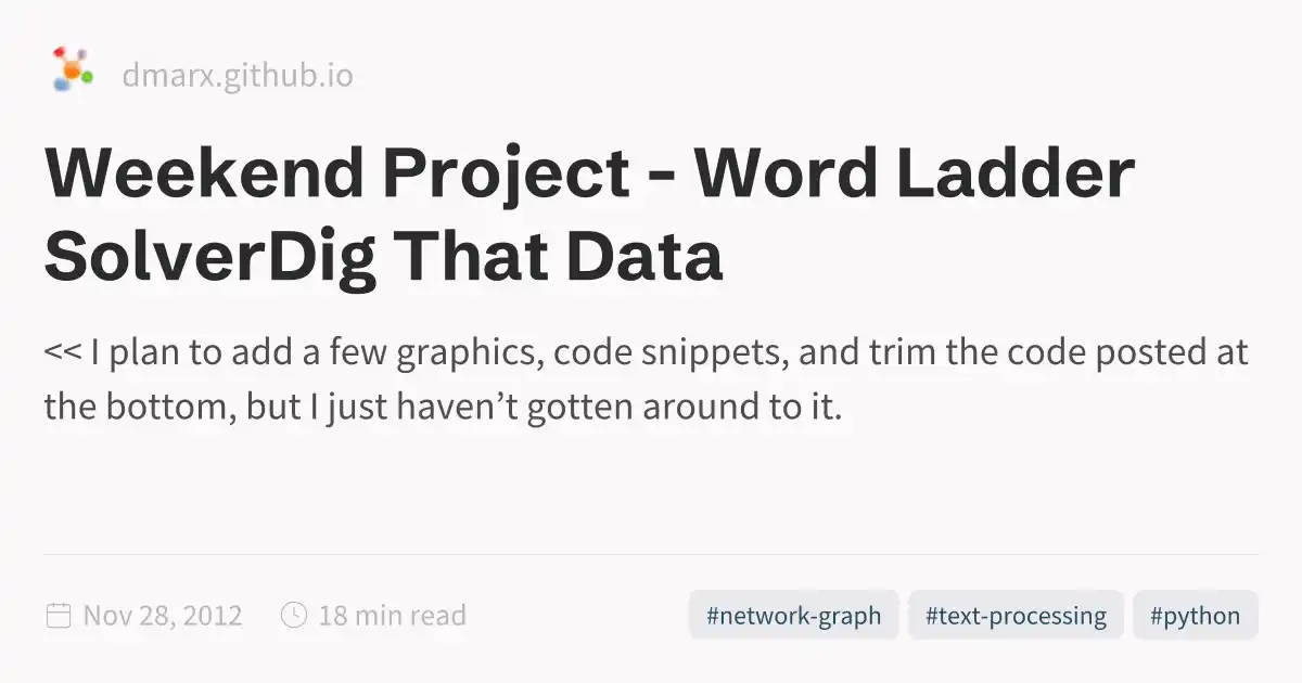 Weekend Project - Word Ladder SolverDig That Data